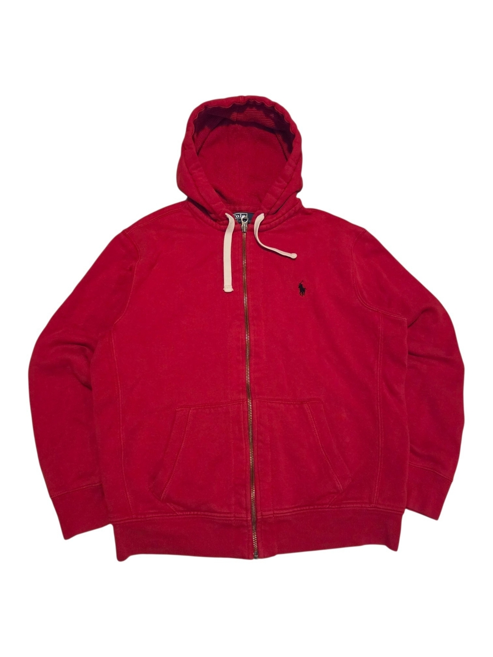 Vintage 90's Polo By Ralph Lauren Red Full-Zip Hooded Jacket